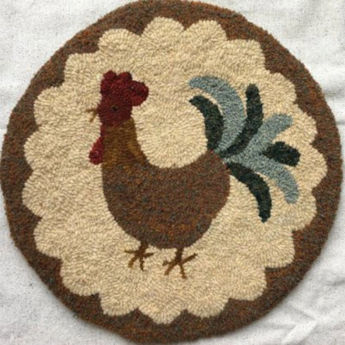 Rooster Chair Pad Rug Hooking Kit 3 Rooster Chair Pad Rug Hooking Kit