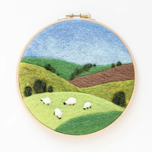 Painting With Wool Needle Felting Kit - Grazing Sheep 3 Painting With Wool Needle Felting Kit - Grazing Sheep