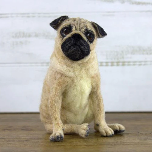 World Of Wool Felting Kit - Pugsley The Pug 3 World Of Wool Felting Kit - Pugsley The Pug